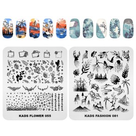 KADS 10 Pcs Nail Stamping Plates Nail Art Templates DIY Tool Heart Rabbit Flower Ice Cream Paraglider