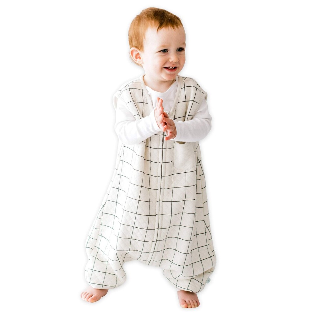 Tealbee Dreamsuit: Toddler Sleep Sack with Feet 3T-4T - 0.8 TOG Lightweight Baby Wearable Blanket for Walkers - Rayon made from Bamboo, Organic Cotton Sleeping Bag - Checkered
