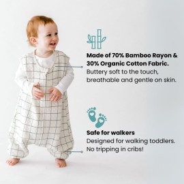 Tealbee Dreamsuit: Toddler Sleep Sack with Feet 3T-4T - 0.8 TOG Lightweight Baby Wearable Blanket for Walkers - Rayon made from Bamboo, Organic Cotton Sleeping Bag - Checkered