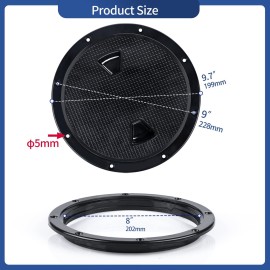 Smartmarine Marine Access Hatch Black Round Non Slip Boat Inspection Hatch 8 inch(4 6 8)