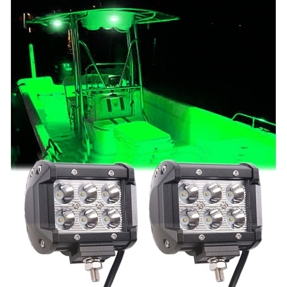 Shangyuan Pontoon Boat Docking Light - Marine LED Spreader & Navigation Lights, Green, 2pcs