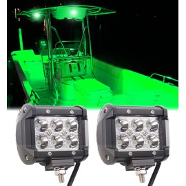 Shangyuan Pontoon Boat Docking Light - Marine LED Spreader & Navigation Lights, Green, 2pcs
