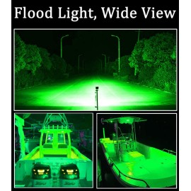 Shangyuan Pontoon Boat Docking Light - Marine LED Spreader & Navigation Lights, Green, 2pcs