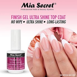 Mia Secret Finish gel MINI top coat for gel or acrylic nails - ULTRA SHINE Finish Gel - High gloss top coat for artificial nails (3-PACK)