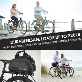 HONGYEA Bike Cargo Rack 220 Lbs Load Bike Rack Full Quick Release Universal Adjustable, Aluminum Alloy Waterproof Bike Luggage Rear Rack, Bicycle Rear Rack for MTB, Ebikes, Road Bike