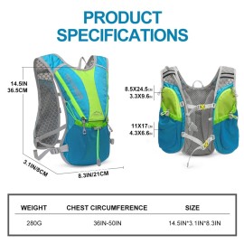 Hydration Pack BackpackIX INOXTO Running Hydration Vest with 1.5L ( 50 oz) Water Bladder for Men WomenLightweight Water Backpack for Hiking Cycling Climbing Camping (Light Blue)