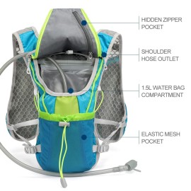 Hydration Pack BackpackIX INOXTO Running Hydration Vest with 1.5L ( 50 oz) Water Bladder for Men WomenLightweight Water Backpack for Hiking Cycling Climbing Camping (Light Blue)