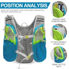 Hydration Pack BackpackIX INOXTO Running Hydration Vest with 1.5L ( 50 oz) Water Bladder for Men WomenLightweight Water Backpack for Hiking Cycling Climbing Camping (Light Blue)