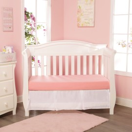 2 Pack Fitted Crib Sheets for Girls in 100% Jersey Knit Cotton - Pink and Yellow Precious Moments Design Plus Solid Pink Girls Crib Mattress Sheets by Everyday Kids