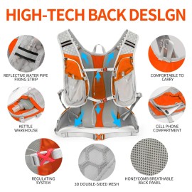 IX INOXTO Hydration Pack Backpack, Lightweight Water Backpack with 2L Hydration Bladder Daypack for Men Women,Running Hydration Vest for Trail Running Hiking Cycling Race Climbing (Light Orange) IX INOXTO Hydration Pack Backpack, Lightweight Water Backpack with 2L Hydration Bladder Daypack for Men Women,Running Hydration Vest for Trail Running Hiking Cycling Race Climbing (Light Orange)