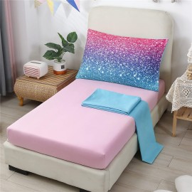 URBONUR 4 PCS Bed in a Bag for Toddler Bed 2-6 Years Toddler Bedding Sets for Girls Room Decor Gradient Pink Purple Teal Toddler Comforter Set with Sheet Bed Set