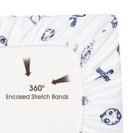 PHF Soft Bassinet Sheet Set, 2 Pack Silky Comfy Breathable Cradle Sheets for Baby Boys Girls, Univeral Fit for Most Cradle and Bassinet Mattress, Space