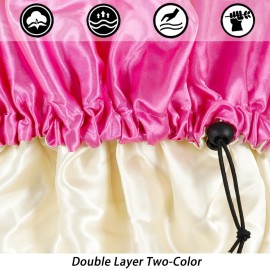 Satin Silk Bonnet for Curly Hair Bonnet Braid Bonnet for Sleeping Bonnets for Women Large Double-Layer Adjustable