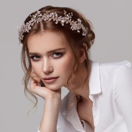 CROWN GUIDE Rhinestones Headband 20s Bridal Headpiece 1920s Flapper Accessories for Women Wedding Brides Gold