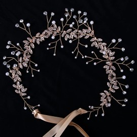 CROWN GUIDE Rhinestones Headband 20s Bridal Headpiece 1920s Flapper Accessories for Women Wedding Brides Gold