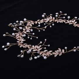 CROWN GUIDE Rhinestones Headband 20s Bridal Headpiece 1920s Flapper Accessories for Women Wedding Brides Gold