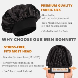 2 PCS Bonnet for Men,Silk Hair Bonnet for Sleeping Women,Matching Bonnets and Durag Set 2 PCS Bonnet for Men,Silk Hair Bonnet for Sleeping Women,Matching Bonnets and Durag Set