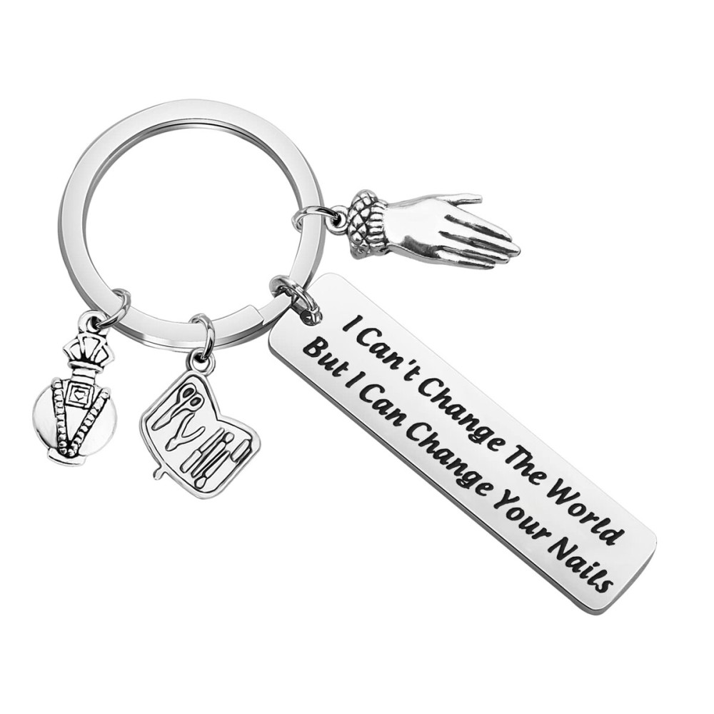 BLEOUK Nail Tech Keychain Manicurist Gift Nail Technician Gift Nail Lover Friend I Can Change Your Nails (Change Your Nails)