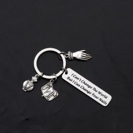 BLEOUK Nail Tech Keychain Manicurist Gift Nail Technician Gift Nail Lover Friend I Can Change Your Nails (Change Your Nails)
