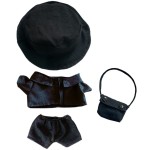 niannyyhouse Black Fisherman\'s Hat Shirt Pants Backpack 4-Piece Set Dress Up 7.8in20cm Plush Doll Clothes Accessories