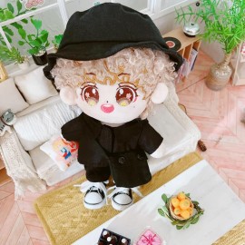 niannyyhouse Black Fisherman\'s Hat Shirt Pants Backpack 4-Piece Set Dress Up 7.8in20cm Plush Doll Clothes Accessories