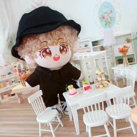 niannyyhouse Black Fisherman\'s Hat Shirt Pants Backpack 4-Piece Set Dress Up 7.8in20cm Plush Doll Clothes Accessories