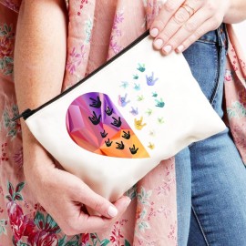 XYANFA Sign Language Heart Makeup Bag - Asl Gift for Teacher & Student - Zipper Pouch