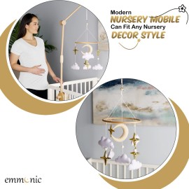 Emmnnic Baby Mobile for Crib - Handmade Modern Boho Baby Mobiles for Bassinet Felt Nursery Mobile Gender Neutral - Gold Moon and Stars - Girl Cribs Decorations