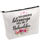 PWHAOO Russian Grandma Gift Babushka Gift My Greatest Blessings Call Me Babushka Makeup Bag Mothers Day Gift (Call Me Babushka B)