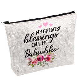 PWHAOO Russian Grandma Gift Babushka Gift My Greatest Blessings Call Me Babushka Makeup Bag Mothers Day Gift (Call Me Babushka B)