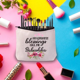 PWHAOO Russian Grandma Gift Babushka Gift My Greatest Blessings Call Me Babushka Makeup Bag Mothers Day Gift (Call Me Babushka B)