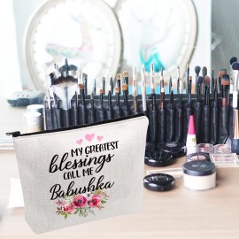 PWHAOO Russian Grandma Gift Babushka Gift My Greatest Blessings Call Me Babushka Makeup Bag Mothers Day Gift (Call Me Babushka B)