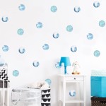 Polka Dot Wall Decals Removable Watercolor Colorful Wall Sticker for Kids Baby Girls Living Room Bedroom Playroom (Blue)