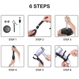 Amersis Hair Dryer Stand Holder 360 Degree Rotation Lazy Adjustable Height Hands-Free Compatible with Compact Styling Tools Blow Dryer Holder for Countertop