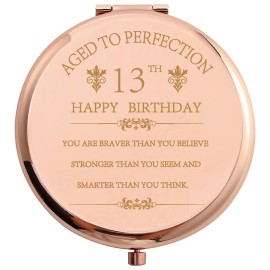 COFOZA 2010 Inspiration 13th Birthday Gift for Girl Daughter Stainless Steel Rose Gold Compact Pocket Travel Makeup Mirror You are Braver Than You Believe 13 Birthday Present COFOZA 2010 Inspiration 13th Birthday Gift for Girl Daughter Stainless Steel Rose Gold Compact Pocket Travel Makeup Mirror You are Braver Than You Believe 13 Birthday Present