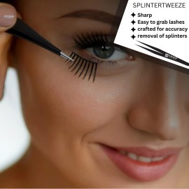 Macs Tweezers Set;- for Eyebrow Plucking, Ingrown Hair -Best for Eyebrow Hair, Facial Hair Removal,Splinter - Stainless Steel Precision Sharp- Pointy Ends Meet Perfectly - 7343BK (Black)