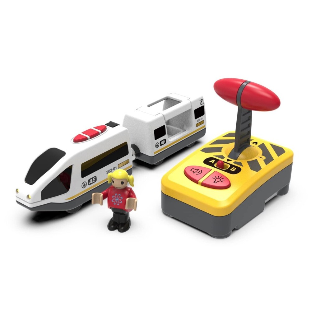 Wooden Train Set Accessories Battery Operated Locomotive Train, Remote Control Train Vehicles for Wood Tracks, Powerful Engine Train Cars Fits All Major Brands of Railway System (Battery Not Included)