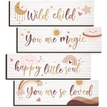 Blulu Boho Rainbow Inspirational Decor Art Wall Hanging Sign Inspiring You Are So Loved Rainbow Wooden Decoration for Bedroom Nursery Dorm(Natural)