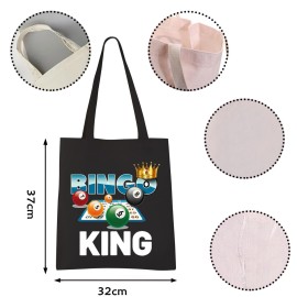 VAMSII Bingo King Tote Bag Bingo Gifts for Men Bingo Player Bingo Lovers Gifts Accessories Bag Canvas (Bingo King tote)