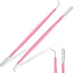 Chumia 2 Pieces Eyelash Lift Perm Tool Lash Separator Tint Tool Stainless Steel Metal Lash Lift Rods for Eyelash Eyebrow Perming Tinting Curling Extensions Supplies(Pink)