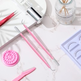 Chumia 2 Pieces Eyelash Lift Perm Tool Lash Separator Tint Tool Stainless Steel Metal Lash Lift Rods for Eyelash Eyebrow Perming Tinting Curling Extensions Supplies(Pink)