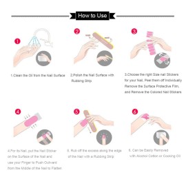 Black Glitter Street Nail Strips - Full Nail Wraps Self-Adhesive Decal Strips (8 Sheets 128 Pieces)