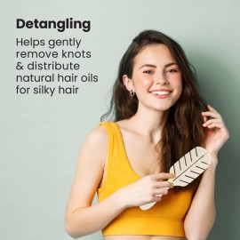 Lindo Eco-Friendly Hair Brush, Detangling, For Wet or Dry Hair & All Hair Types, Anti-Knot Flexible Bristles, Biodegradable Material, Natural, Vegan