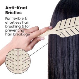 Lindo Eco-Friendly Hair Brush, Detangling, For Wet or Dry Hair & All Hair Types, Anti-Knot Flexible Bristles, Biodegradable Material, Natural, Vegan