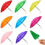 Eccliy 12 Pcs Mini Umbrella 11.8 Inch Colorful Tiny Plant Umbrella Adjustable Beach Sunny Rainy 1:6 Scale Doll Toys Cute Parasol for Photography Prop Supplies Home Decorations, 8 Colors (Classic Color