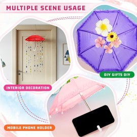 Eccliy 12 Pcs Mini Umbrella 11.8 Inch Colorful Tiny Plant Umbrella Adjustable Beach Sunny Rainy 1:6 Scale Doll Toys Cute Parasol for Photography Prop Supplies Home Decorations, 8 Colors (Classic Color