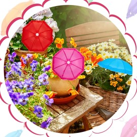 Eccliy 12 Pcs Mini Umbrella 11.8 Inch Colorful Tiny Plant Umbrella Adjustable Beach Sunny Rainy 1:6 Scale Doll Toys Cute Parasol for Photography Prop Supplies Home Decorations, 8 Colors (Classic Color