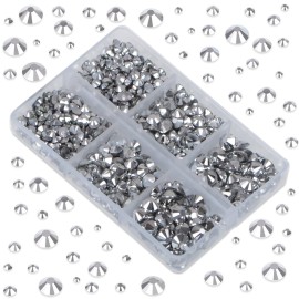 LPBeads 6000 Pieces Metallic Silver Non Hotfix Rhinestones 6 Sizes Round Crystal Glass Flat Back Rhinestones with Tweezers and Picking Pen for Nail Art Crafts Clothes Bags DIY