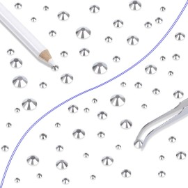 LPBeads 6000 Pieces Metallic Silver Non Hotfix Rhinestones 6 Sizes Round Crystal Glass Flat Back Rhinestones with Tweezers and Picking Pen for Nail Art Crafts Clothes Bags DIY