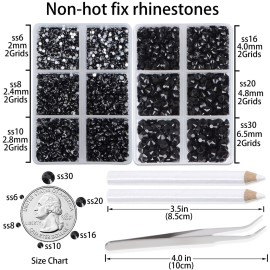 LPBeads 6000 Pieces Black Non Hotfix Rhinestones 6 Sizes Round Crystal Glass Flat Back Rhinestones with Tweezers and Picking Pen for Nail Art Crafts Clothes Bags DIY LPBeads 6000 Pieces Black Non Hotfix Rhinestones 6 Sizes Round Crystal Glass Flat Back Rhinestones with Tweezers and Picking Pen for Nail Art Crafts Clothes Bags DIY